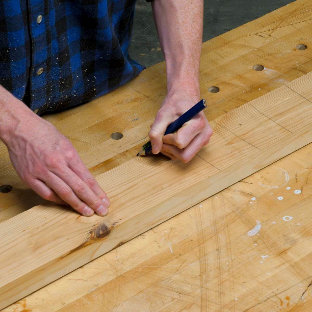 HH mark up board with pencil before face joining