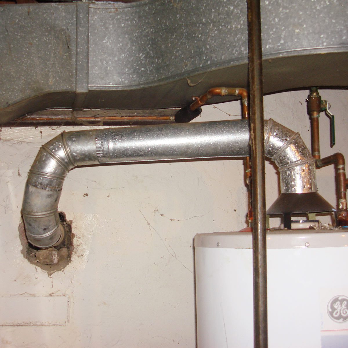 incorrect water heater vent installed