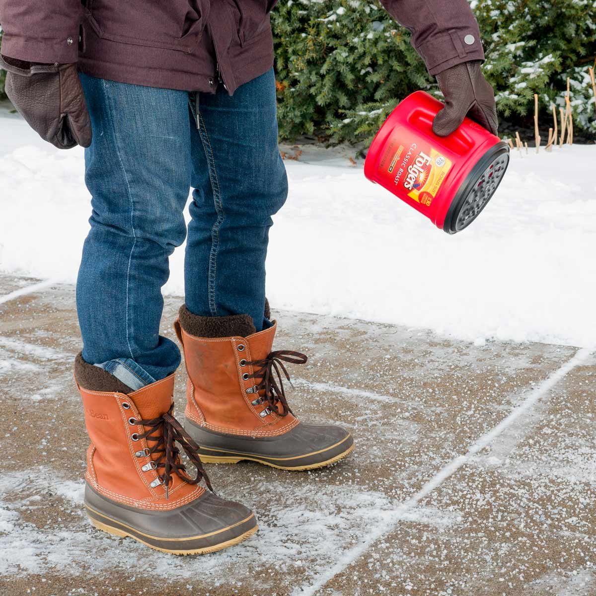 coffee can salt shaker de ice sidewalk