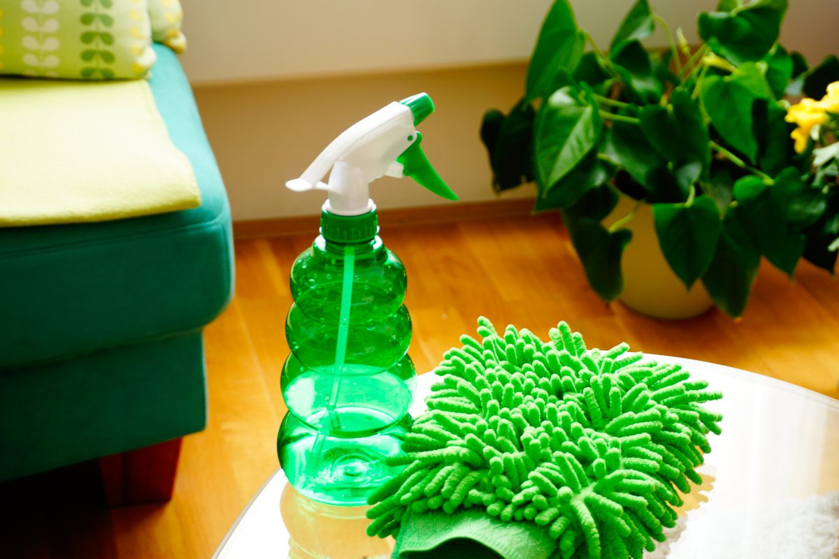 cleaning solution in a spray bottle