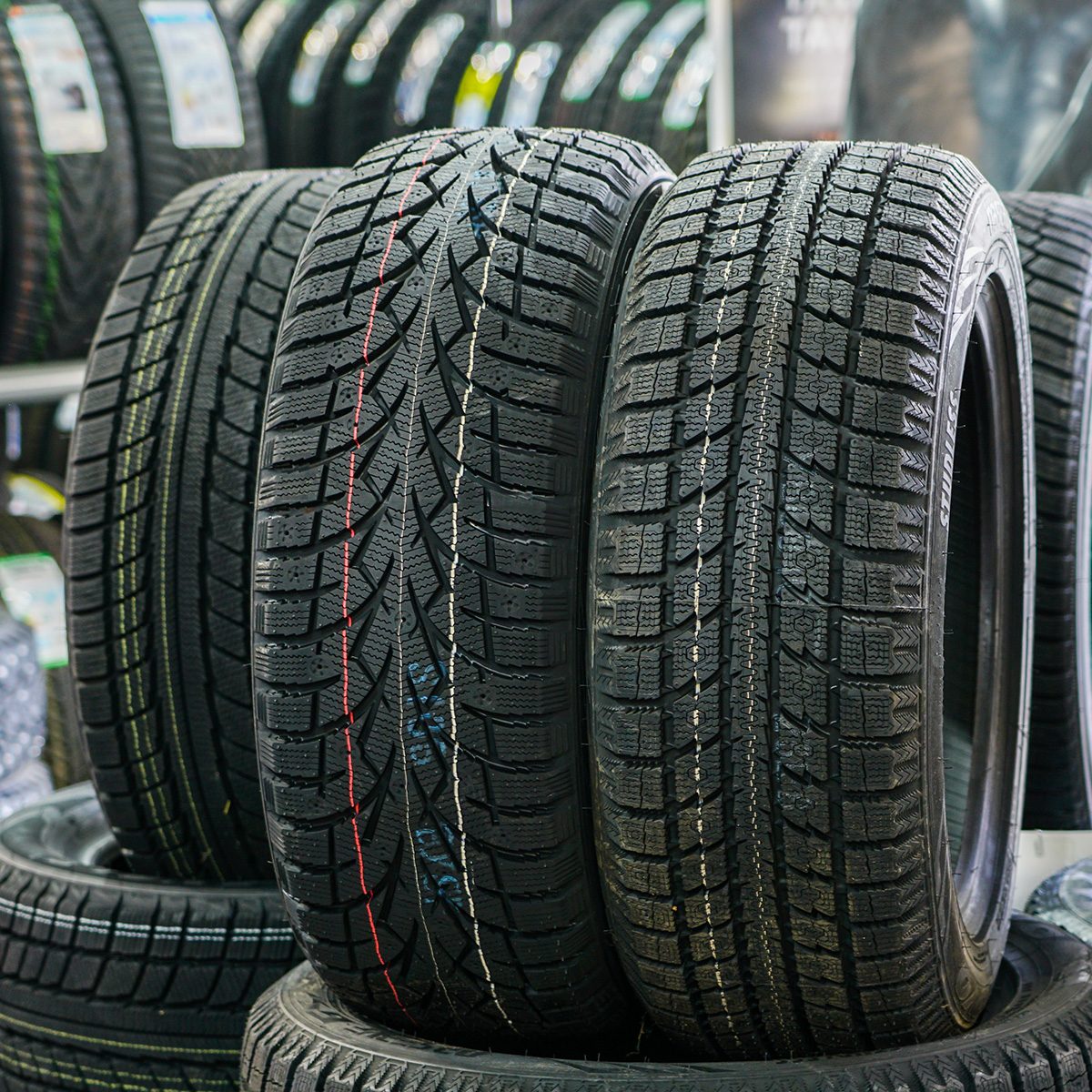 New tire sets at tire shop