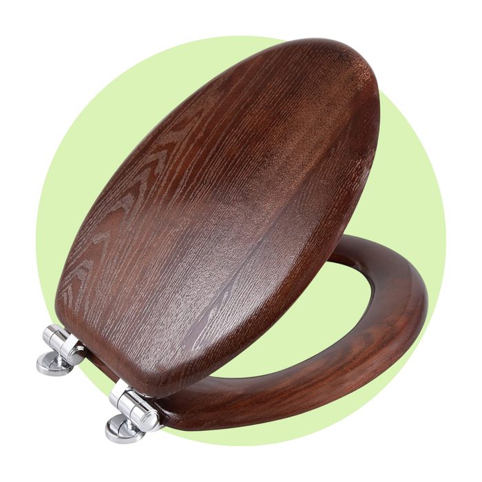 Angel Shield Elongated Wood Seat Via Amazon.com